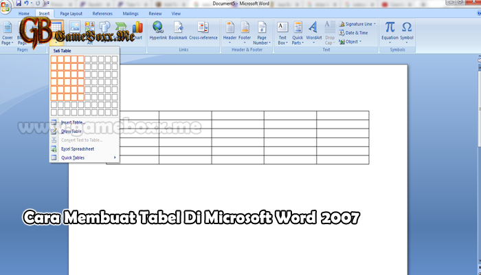 Cara Membuat Tabel Di Microsoft Word  2007